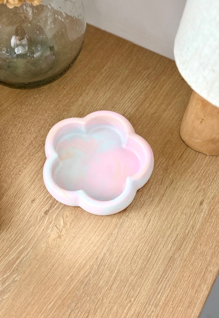 Fluffy fleur marbré bleu rose beige