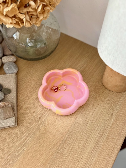 Fluffy fleur marbré rose et orange