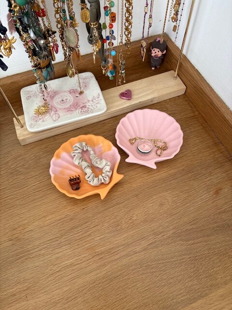 Vide-poche coquillage marbré rose et orange