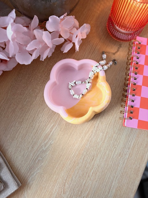 Fluffy fleur bicolore rose et orange