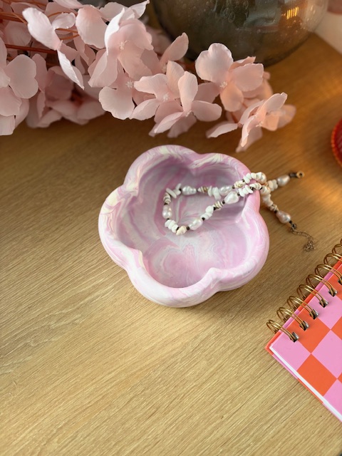 Fluffy fleur marbré bleu rose blanc