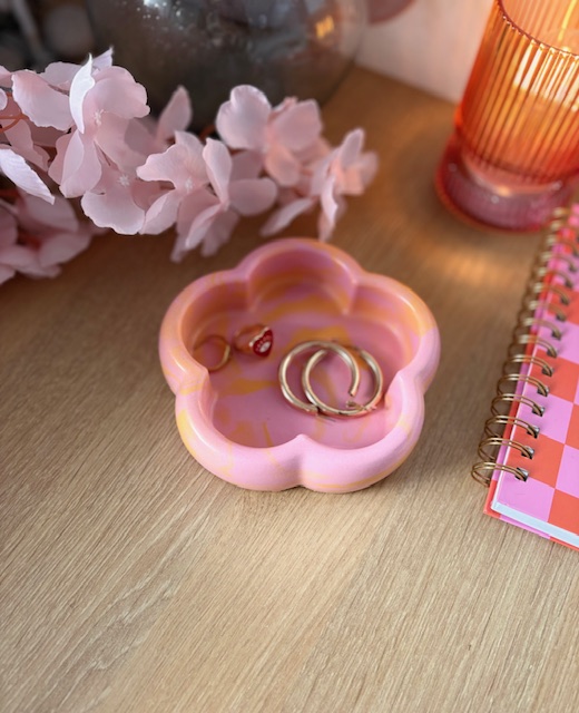 Fluffy fleur marbré rose et orange