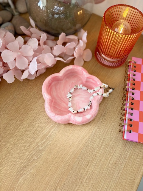 Fluffy fleur marbré rose