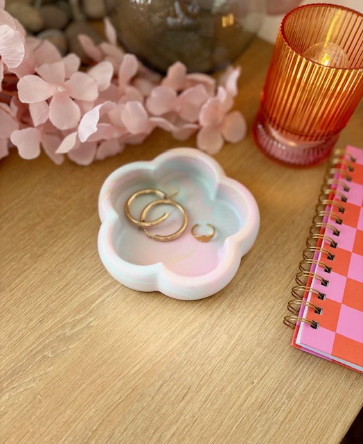 Fluffy fleur marbré bleu rose beige