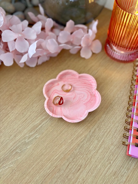 Vide-poche fleur marbré rose