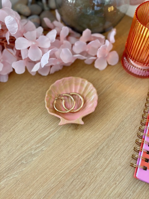 Vide-poche coquillage marbré rose et kaki