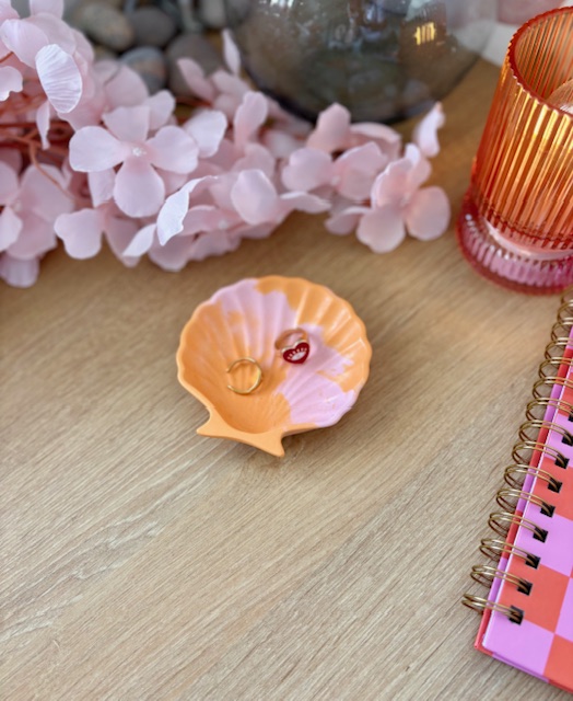 Vide-poche coquillage marbré rose et orange