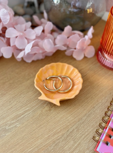 Vide-poche coquillage orange marbré