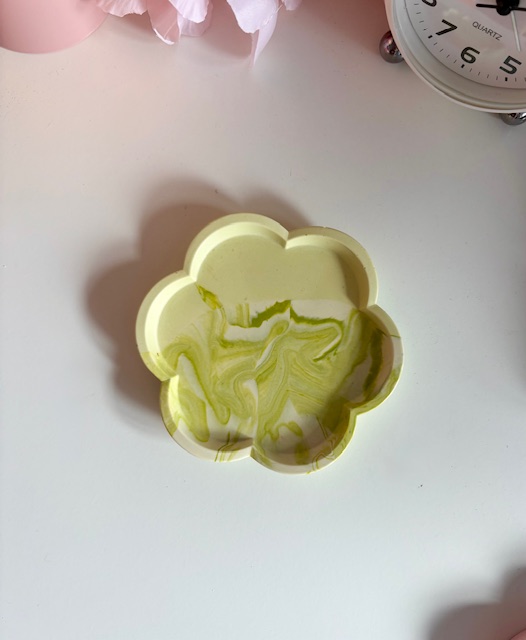 Vide-poche fleur marbré vert