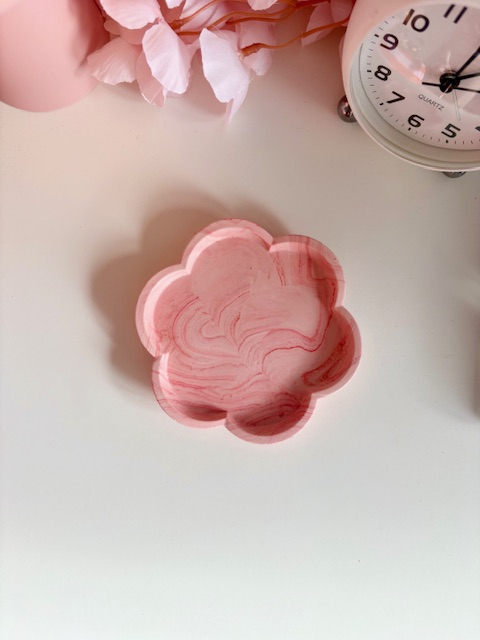 Vide-poche fleur marbré rose