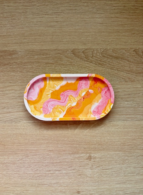 Vide-poche marbré rose et orange