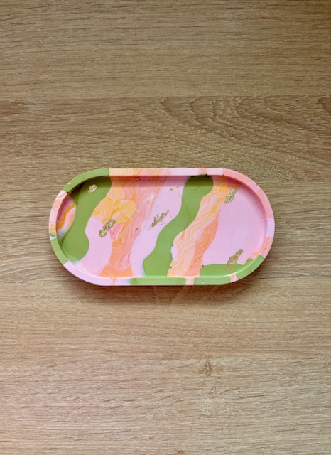 Vide-poche marbré vert rose et orange