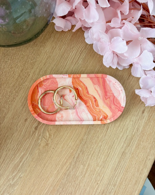 Vide-poche marbré orange et rose