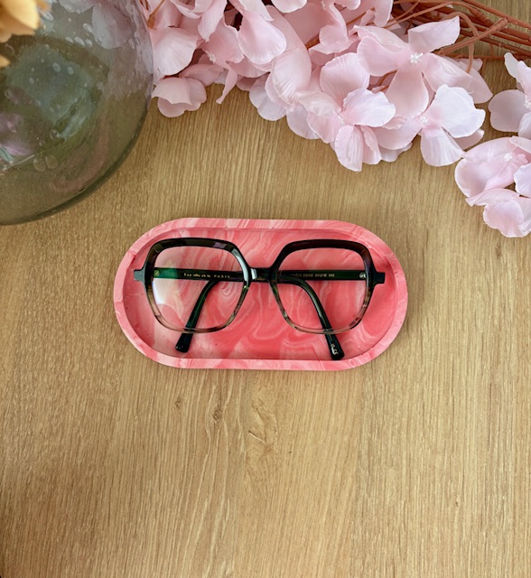 Vide-poche marbré framboise