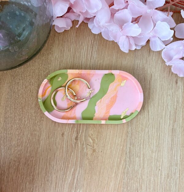 Vide-poche marbré vert rose et orange