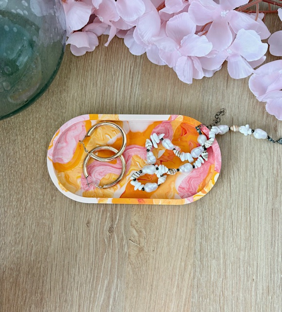 Vide-poche marbré rose et orange