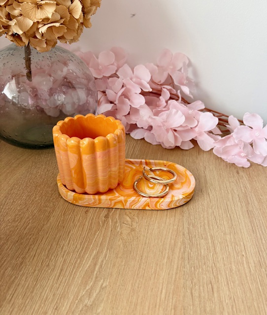 Vide-poche marbré orange