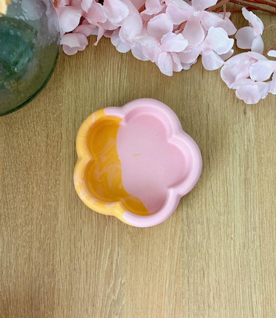 Fluffy fleur bicolore rose et orange