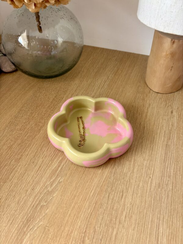 Fluffy fleur marbré kaki et rose