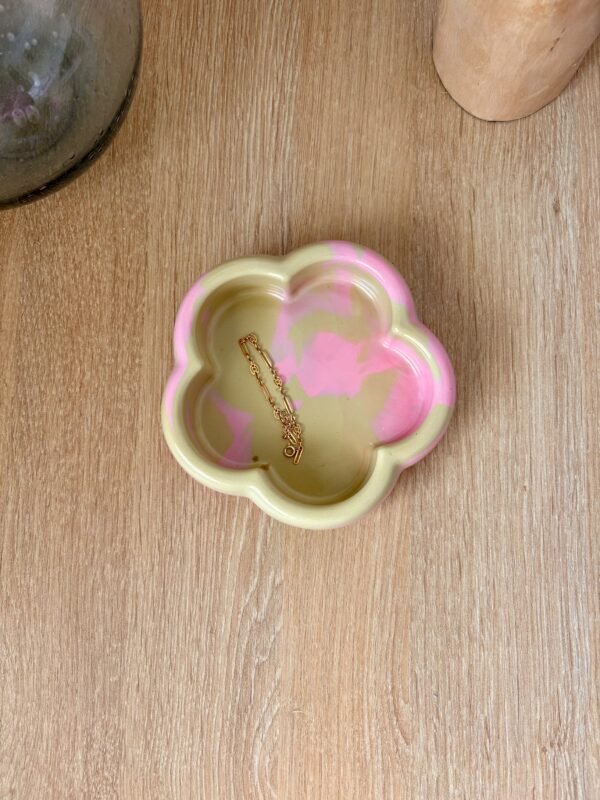 Fluffy fleur marbré kaki et rose