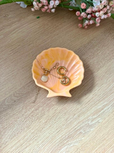 Vide-poche coquillage marbré orange