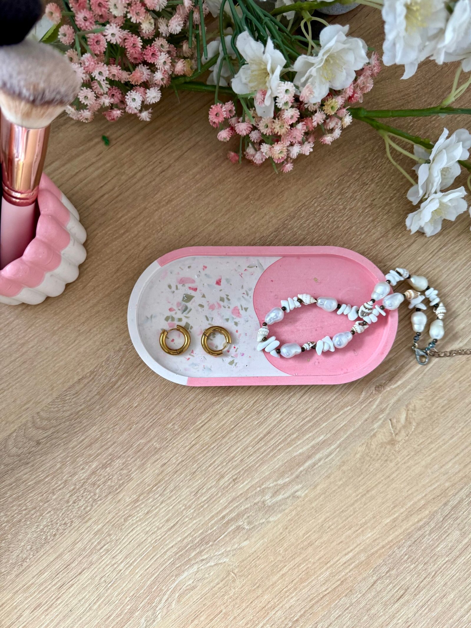 vide-poche oval rose