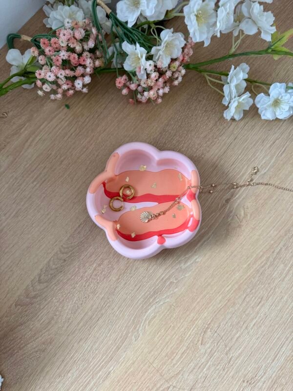 Vide-poche rose orange et or