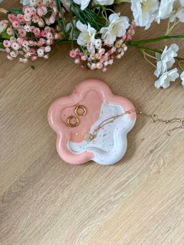 Vide-poche fleur bicolore terrazzo