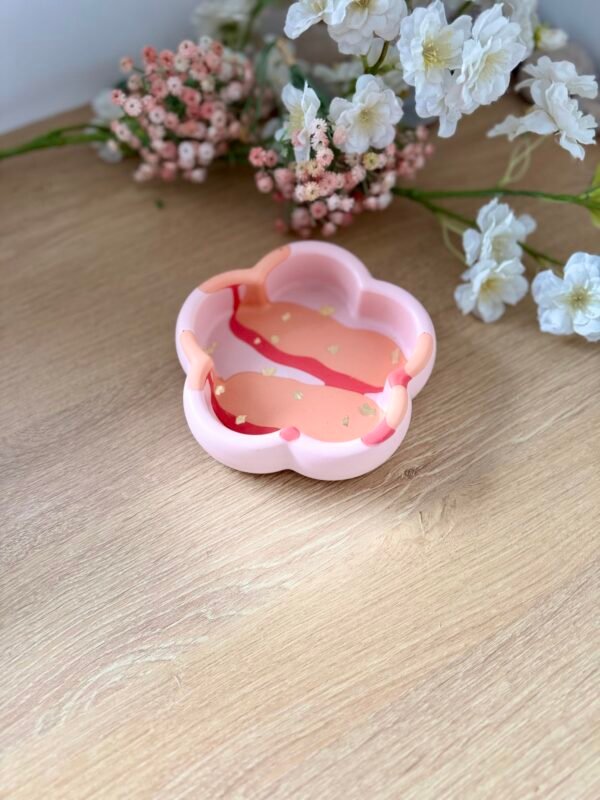 Vide-poche rose orange et or