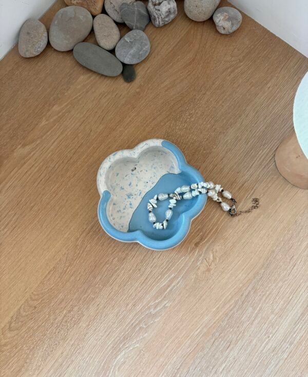 Fluffy fleur terrazzo bleu