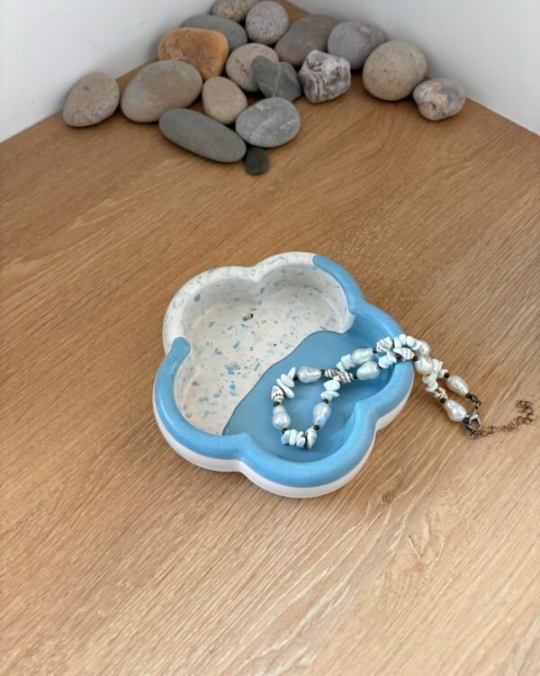 Fluffy fleur terrazzo bleu